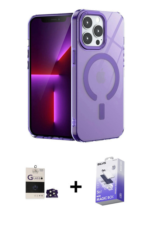 ieg™ iPhone 14 Pro Max Kılıf Yankı Çizgi - Siyah Bilvis 5in1 5D Magic Hayalet Cam Ekran Koruyucu + D