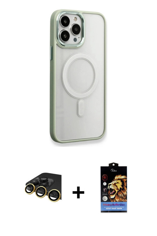 ieg™ iPhone 14 Pro Max Kılıf Yankı Işık Özel Seri - Siyah Buffer Hayalet Cam Ekran Koruyucu + Gold R