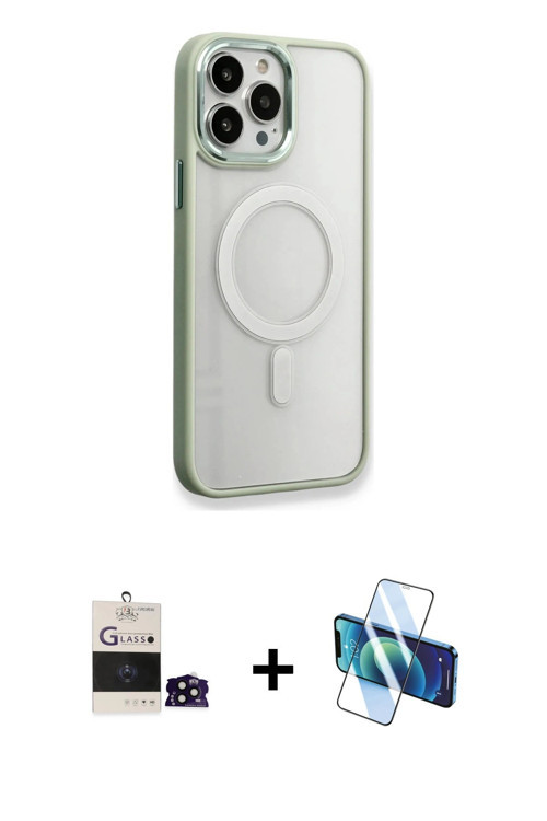 ieg™ iPhone 14 Pro Max Kılıf Yankı Işık Özel Seri - Siyah 3D Antistatik Cam Ekran Koruyucu + Siyah B
