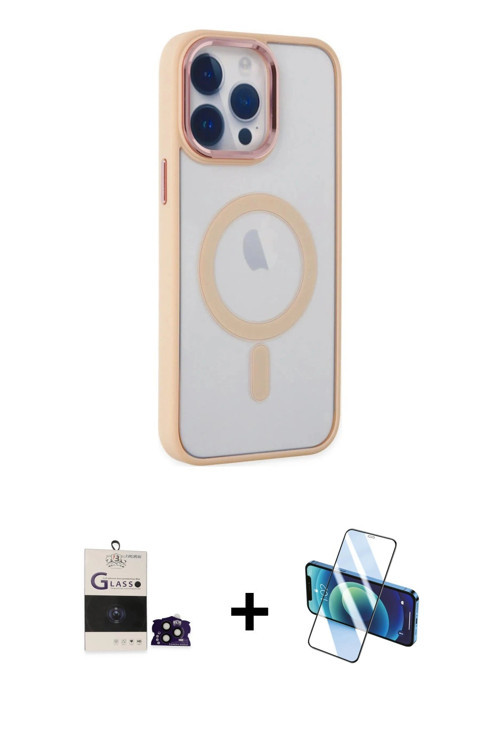 ieg™ iPhone 14 Pro Max Kılıf Yankı Işık Özel Seri - Siyah 3D Antistatik Cam Ekran Koruyucu + Siyah B