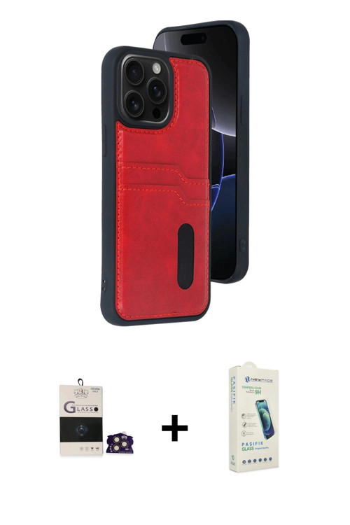 ieg™ iPhone 14 Pro Max Kılıf Yörünge Işık Serisi - Şeffaf Pasifik Cam Ekran Koruyucu + Gold Bilvis T