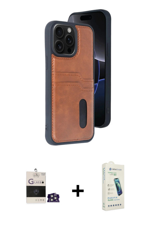 ieg™ iPhone 14 Pro Max Kılıf Yörünge Işık Serisi - Şeffaf Pasifik Cam Ekran Koruyucu + Gümüş Bilvis