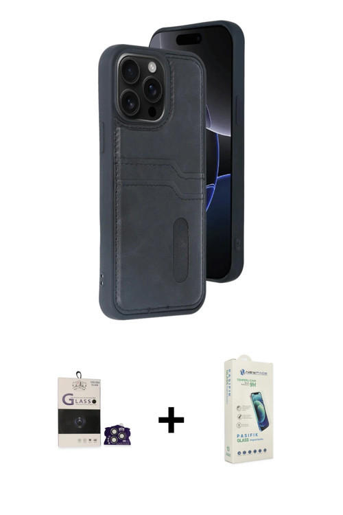 ieg™ iPhone 14 Pro Max Kılıf Yörünge Işık Serisi - Şeffaf Pasifik Cam Ekran Koruyucu + Gümüş Bilvis