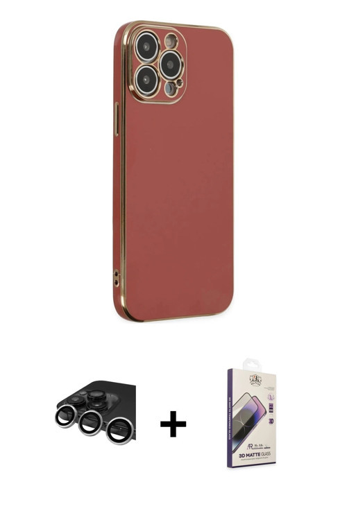 ieg™ iPhone 14 Pro Max Kılıf Yankı Serisi - Siyah Bilvis 3D Mat Cam Ekran Koruyucu + Gümüş Raze Meta