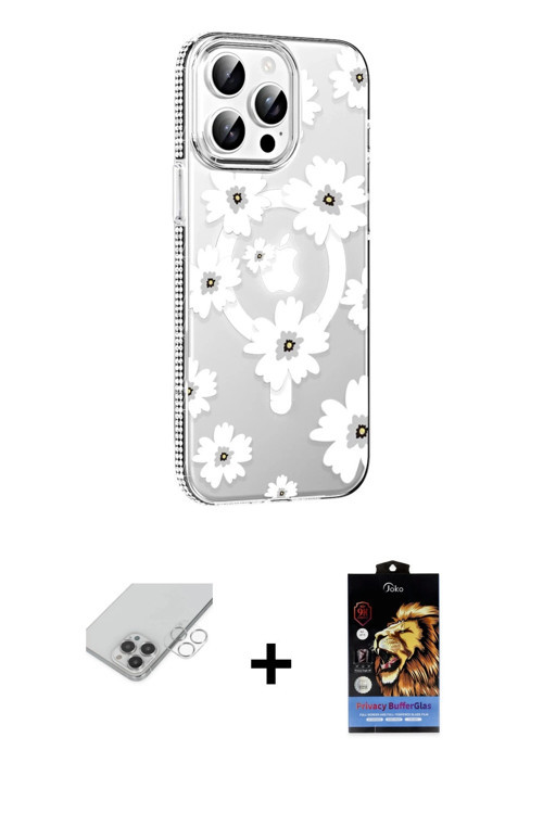 ieg™ iPhone 14 Pro Max Kılıf Yörünge Işık Prime - Siyah Buffer Hayalet Cam Ekran Koruyucu + Gümüş Ba
