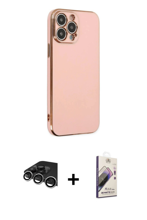 ieg™ iPhone 14 Pro Max Kılıf Yankı Serisi - Siyah Bilvis 3D Mat Cam Ekran Koruyucu + Gümüş Raze Meta