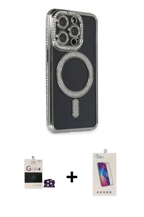 ieg™ iPhone 14 Pro Max Kılıf Zirve Doku Prime - Siyah Joko 5D Cam + Gold Bilvis Titan Kamera Lens