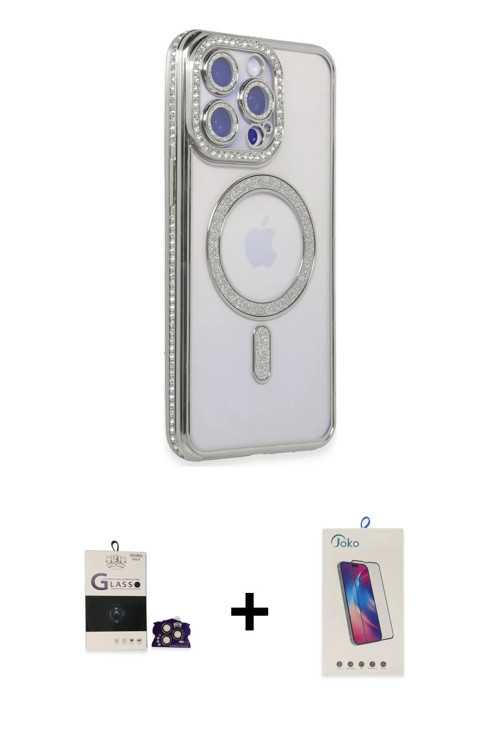 ieg™ iPhone 14 Pro Max Kılıf Zirve Doku Prime - Siyah Joko 5D Cam + Gold Bilvis Titan Kamera Lens