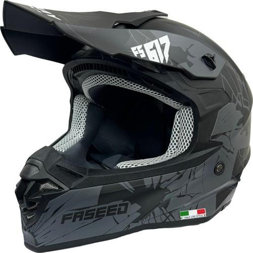 Sway 617 Full Face Cross Kapalı Bisiklet Motosiklet Enduro Kaskı XXL Beden Mat Siyah Gri