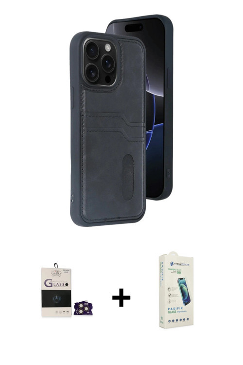 ieg™ iPhone 14 Pro Max Kılıf Yörünge Işık Serisi - Şeffaf Pasifik Cam Ekran Koruyucu + Gold Bilvis T