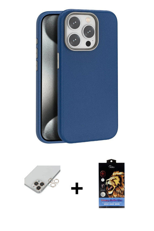 ieg™ iPhone 14 Pro Max Kılıf Zirve Modern Prime - Siyah Buffer Hayalet Cam Ekran Koruyucu + Gold Ban