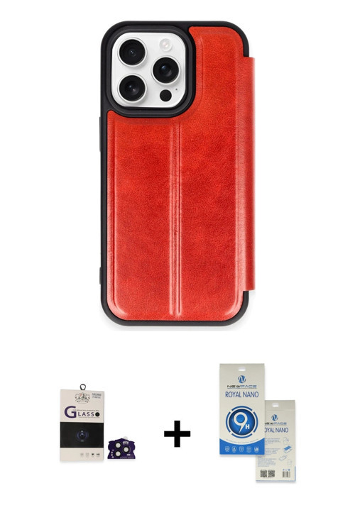 ieg™ iPhone 14 Pro Max Kılıf Zirve Yansıma Serisi - Şeffaf Royal Nano Ekran Koruyucu + Derin Mor Bil