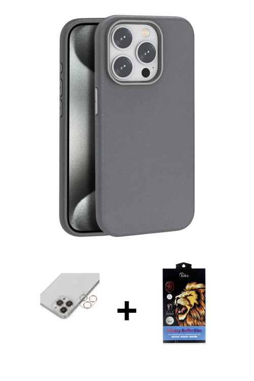 ieg™ iPhone 14 Pro Max Kılıf Zirve Modern Prime - Siyah Buffer Hayalet Cam Ekran Koruyucu + Gold Ban