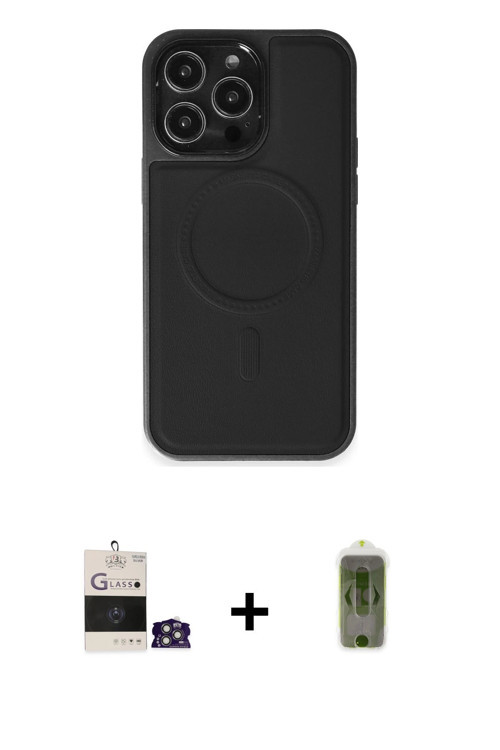 ieg™ iPhone 14 Pro Max Kılıf Zirve Işık Serisi - Siyah Joko Magic 5D Hayalet Cam + Gümüş Bilvis Tita