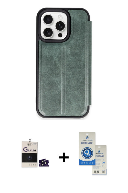 ieg™ iPhone 14 Pro Max Kılıf Zirve Yansıma Serisi - Şeffaf Royal Nano Ekran Koruyucu + Derin Mor Bil