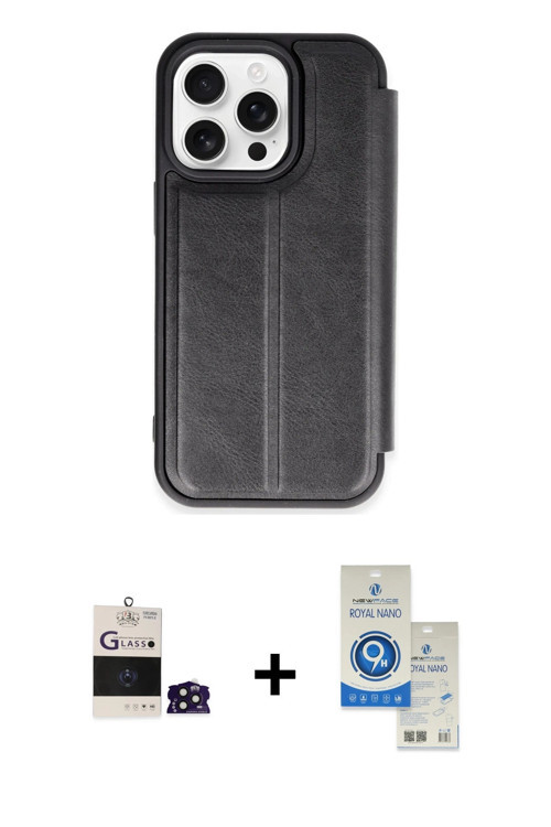 ieg™ iPhone 14 Pro Max Kılıf Zirve Yansıma Serisi - Şeffaf Royal Nano Ekran Koruyucu + Derin Mor Bil