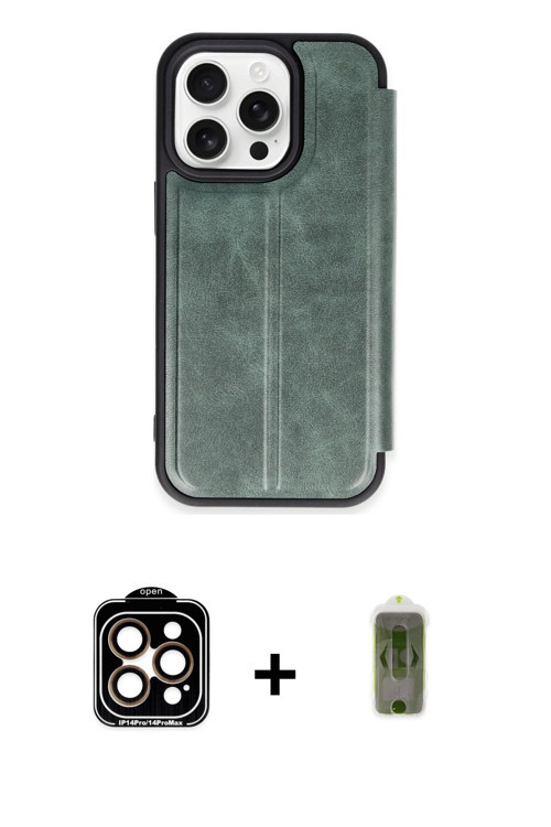 ieg™ iPhone 14 Pro Max Kılıf Zirve Yansıma Serisi - Siyah Joko Magic 5D Hayalet Cam + Turuncu PVD Me