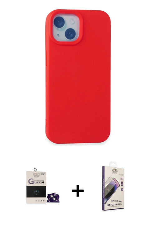 ieg™ iPhone 15 Kılıf Ahenk Serisi - Siyah Bilvis 3D Mat Cam Ekran Koruyucu + Sierra Blue Bilvis Tita