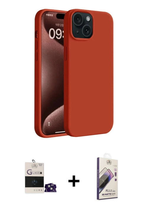 ieg™ iPhone 15 Kılıf Kozmos Yansıma Özel Seri - Siyah Bilvis 3D Mat Cam Ekran Koruyucu + Sierra Blue