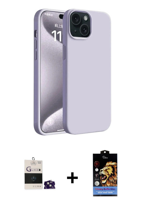 iPhone 15 Kılıf Kozmos Yansıma Özel Seri - Siyah Buffer Hayalet Cam Ekran Koruyucu + Yeşil Bilv