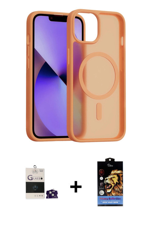 iPhone 15 Kılıf Siluet Minimal Prime - Siyah Buffer Hayalet Cam Ekran Koruyucu + Yeşil Bilvis T