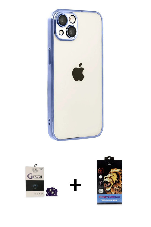 iPhone 15 Kılıf Vadi Minimal - Siyah Buffer Hayalet Cam Ekran Koruyucu + Pembe Bilvis Titan Kam