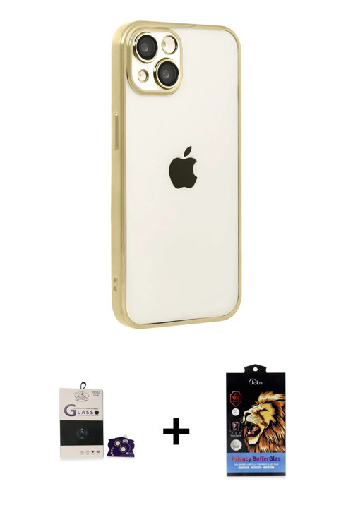 iPhone 15 Kılıf Vadi Minimal - Siyah Buffer Hayalet Cam Ekran Koruyucu + Pembe Bilvis Titan Kam