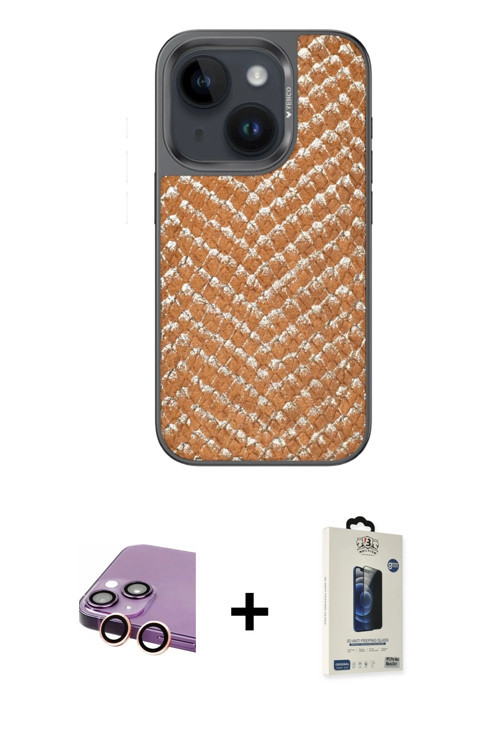 iPhone 15 Kılıf Vadi Özel Seri - Siyah Bilvis Hayalet Cam Ekran Koruyucu + Pembe Raze Metal Kam