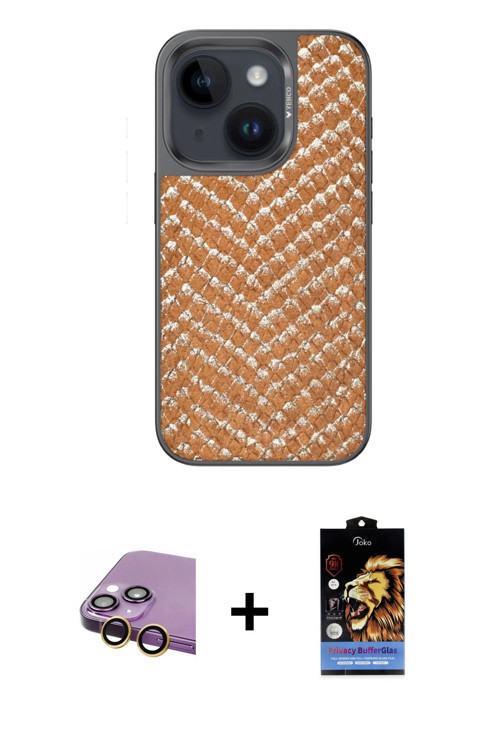 iPhone 15 Kılıf Vadi Özel Seri - Siyah Buffer Hayalet Cam Ekran Koruyucu + Sarı Raze Metal Kame
