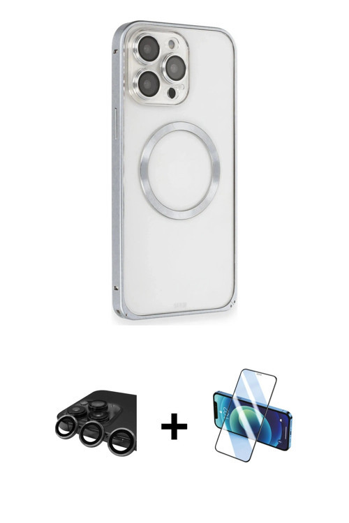 iPhone 15 Pro Kılıf Ahenk Işık Serisi - Siyah 3D Antistatik Seramik Nano Ekran Koruyucu + Titan