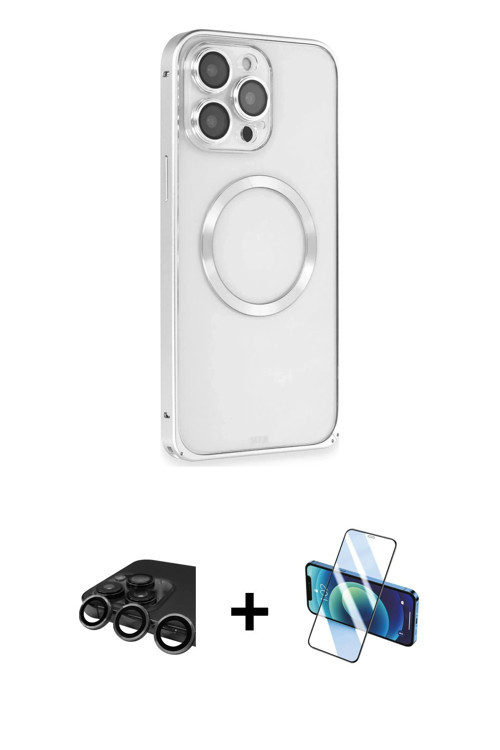 iPhone 15 Pro Kılıf Ahenk Işık Serisi - Siyah 3D Antistatik Seramik Nano Ekran Koruyucu + Titan