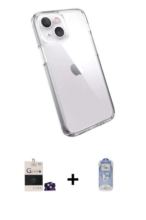 iPhone 15 Kılıf Zirve Doku - Siyah Joko Magic 5D Cam + Yeşil Bilvis Titan Kamera Lens
