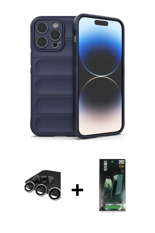 iPhone 15 Pro Kılıf Atlas Koleksiyonu - Şeffaf 360 Full Body Arka Koruyucu + Gümüş Raze Metal K