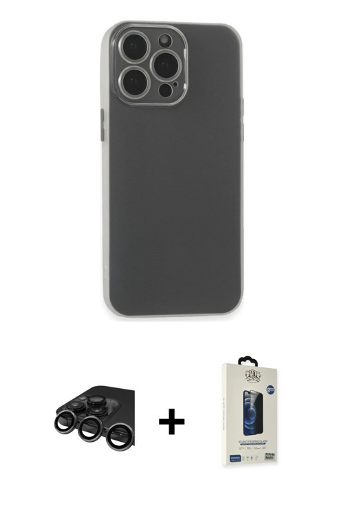 iPhone 15 Pro Kılıf Atlas Minimal Prime - Siyah Bilvis Hayalet Cam Ekran Koruyucu + Titanyum Gr