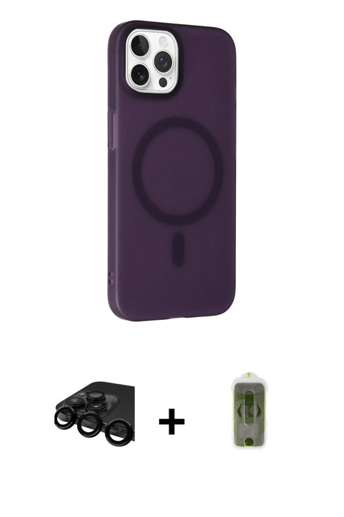 iPhone 15 Pro Kılıf Çekirdek Modern Prime - Siyah Joko Magic 5D Hayalet Cam + Siyah Raze Metal