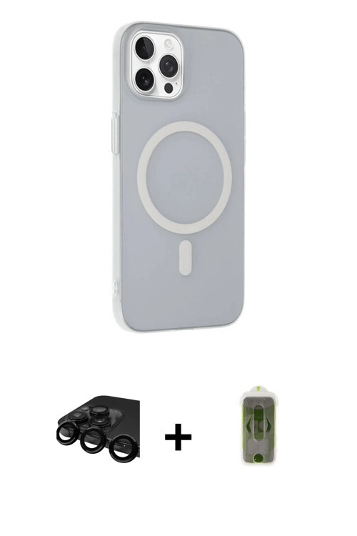 iPhone 15 Pro Kılıf Çekirdek Modern Prime - Siyah Joko Magic 5D Hayalet Cam + Siyah Raze Metal