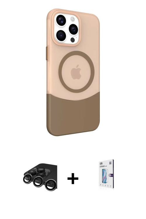 iPhone 15 Pro Kılıf Çekirdek Asil Özel Seri - Siyah Bilvis 0.18mm Plus Cam Ekran Koruyucu + Tit