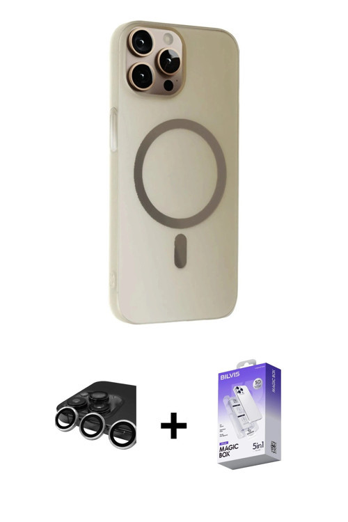 iPhone 15 Pro Kılıf Çekirdek Modern Prime - Siyah Bilvis 5in1 3D Magic Cam Ekran Koruyucu + Güm