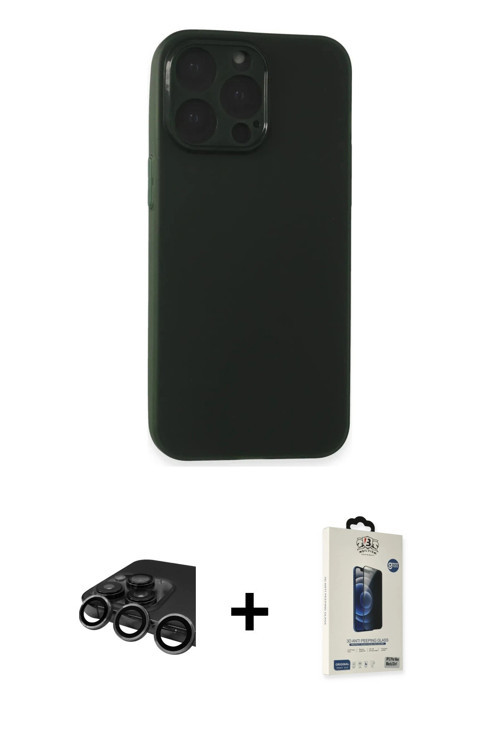 iPhone 15 Pro Kılıf Atlas Minimal Prime - Siyah Bilvis Hayalet Cam Ekran Koruyucu + Titanyum Gr
