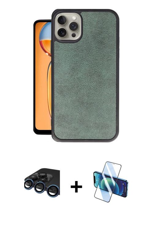 iPhone 15 Pro Kılıf Kıvılcım Işık Serisi - Siyah 3D Antistatik Seramik Nano Ekran Koruyucu + La