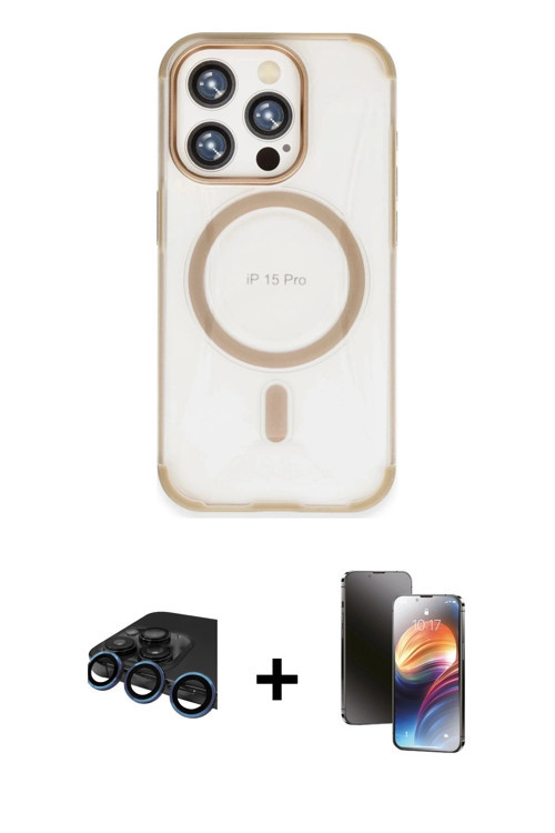 iPhone 15 Pro Kılıf Eksen Klasik Koleksiyonu - Siyah 3D Antistatik Mat Seramik Nano Ekran Koruy