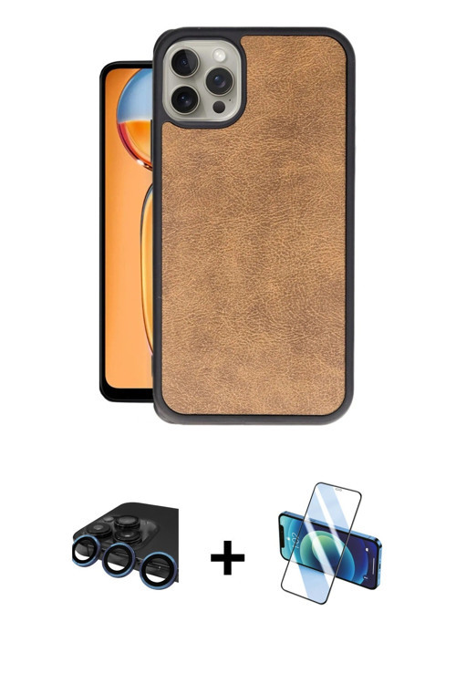 iPhone 15 Pro Kılıf Kıvılcım Işık Serisi - Siyah 3D Antistatik Seramik Nano Ekran Koruyucu + La