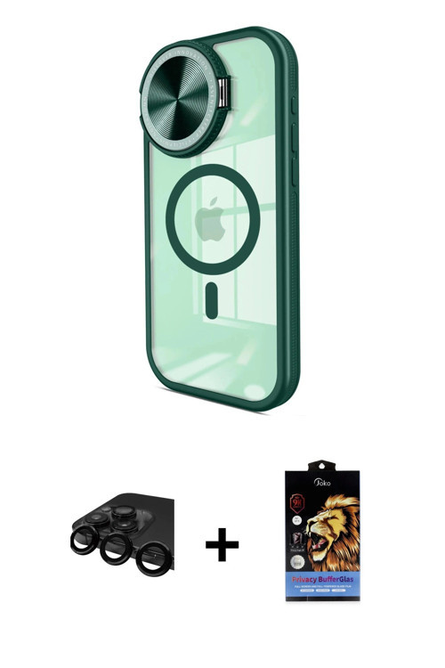 iPhone 15 Pro Kılıf Kıvılcım Modern Koleksiyonu - Siyah Buffer Hayalet Cam Ekran Koruyucu + Siy