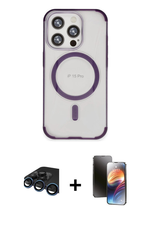 iPhone 15 Pro Kılıf Eksen Klasik Koleksiyonu - Siyah 3D Antistatik Mat Seramik Nano Ekran Koruy