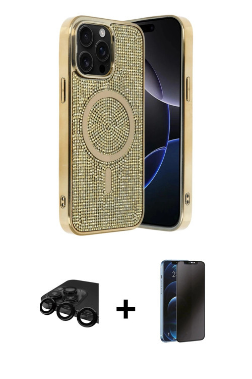 iPhone 15 Pro Kılıf Eksen Çizgi - Siyah 3D Antistatik Hayalet Cam Ekran Koruyucu + Siyah Raze M