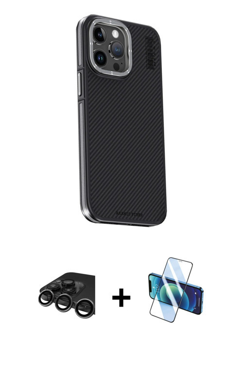 iPhone 15 Pro Kılıf Kıvılcım Modern Özel Seri - Siyah 3D Antistatik Seramik Nano Ekran Koruyucu