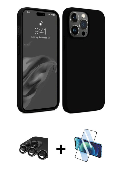 iPhone 15 Pro Kılıf Kozmos Yansıma Özel Seri - Siyah 3D Antistatik Seramik Nano Ekran Koruyucu
