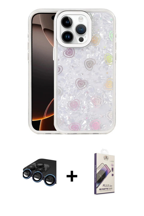 iPhone 15 Pro Kılıf Odak Prime - Siyah Bilvis 3D Mat Cam Ekran Koruyucu + Lacivert Raze Metal K