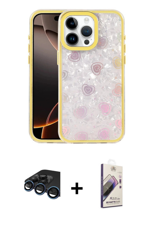 iPhone 15 Pro Kılıf Odak Prime - Siyah Bilvis 3D Mat Cam Ekran Koruyucu + Lacivert Raze Metal K