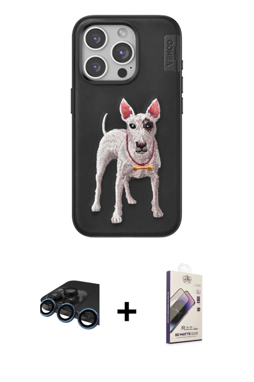 iPhone 15 Pro Kılıf Nova Form Koleksiyonu - Siyah Bilvis 3D Mat Cam Ekran Koruyucu + Lacivert R